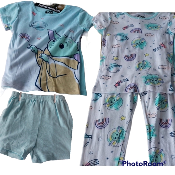3/45 4- Piece Disney Star Wars Mandalorian Baby Yoda Cotton Pajama Set